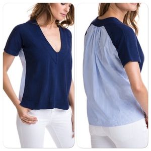 Vineyard Vines S Mixed Media V Neck Sweater Top